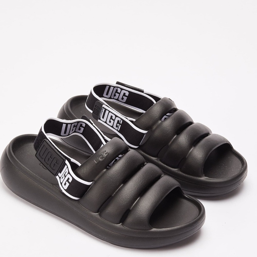 UGG Yeah Sport Black Slide Sandal with Removable Logo Straps